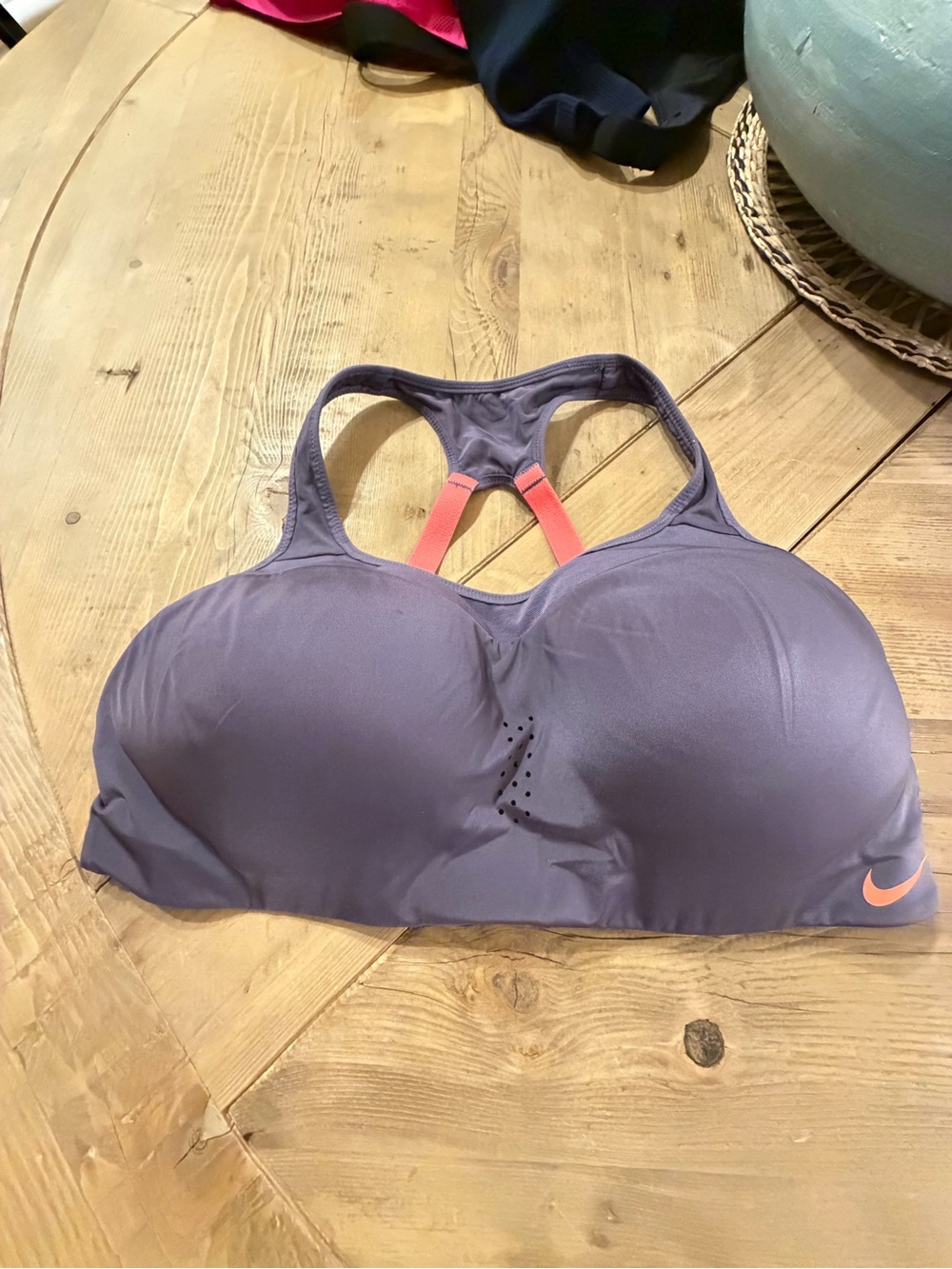 Nike Purple Sports Bra with Coral Strap Accents